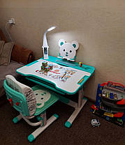 Шкільна регульована парта і стілець для дітей школярів | Evo-kids BD-04 XL Teddy з лампою, фото 3