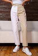 Летние женские джинсы мом, бело-бежевого цвета, размер 36 FA_002838
