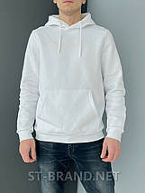 2XL (54), 3XL (56). Демісезонна чоловіча кофта - худі з капюшоном, з якісного і натурального трикотажу середньої щільності - біла, фото 4