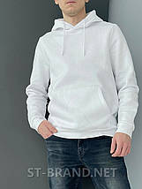 2XL, 3XL. Чоловіча толстовка з капюшоном, 100% Cotton, кофта худі з натурального трикотажу - біла, фото 4