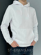 2XL (54), 3XL (56). Демісезонна чоловіча кофта - худі з капюшоном, з якісного і натурального трикотажу середньої щільності - біла, фото 6