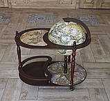 Глобус бар зі столиком Мапа світу новий дизайн кремовий сфера 40 см, фото 8