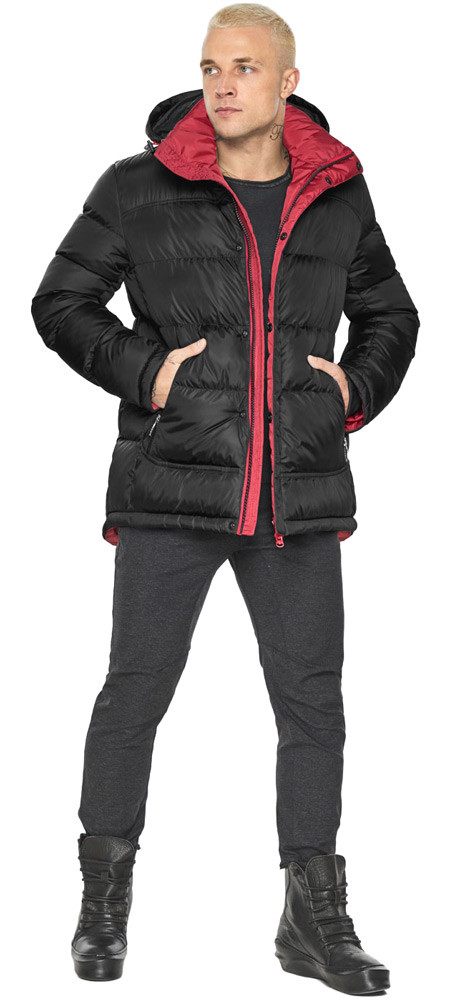 Чоловіча чорна брендова куртка на зиму модель 51999