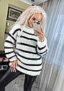 Стильний жіночий светр у смужку оверсайз "Агнія", легкий теплий светр оверсайз ЧЕРВОНИЙ, фото 8