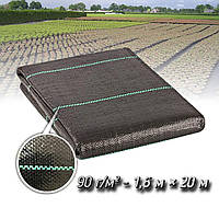 Агроткань для мульчирования 1,6м × 20м агрополотно для клумб, Черный агротекстиль от сорняков 90 г/м² (TO)