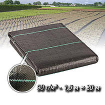 Агротканина для мульчування 1,6м × 20м агрополотно для клумб, Чорний агротекстиль від бур'янів 90 г/м²