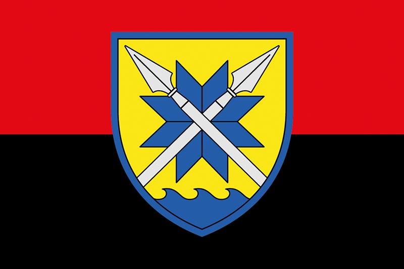 Прапор 56 Маріупольської ОМПБр ЗСУ червоно-чорний