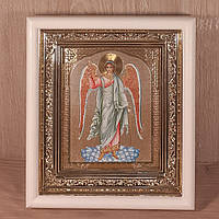 Ікона Ангела Хранителя, лик 10х12 см, у білому прямому дерев'яному кіоті