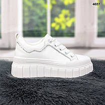 Кросівки жіночі білі демісезонні на високій підошві Gukkcr, фото 3