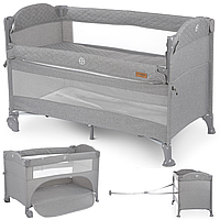 Детский манеж кровать El Camino двухуровневый прямоугольный с колесами ME 1098 UNITY Perfect Gray серый