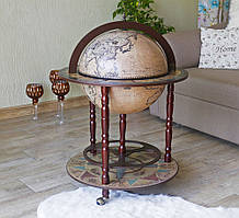 Глобус бар підлоговий з картою міграції людей кремовий сфера 42 см
