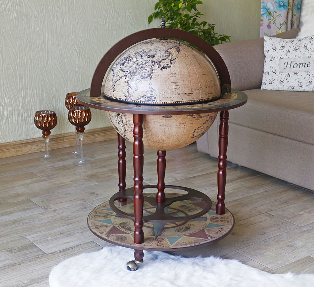 Глобус напольный бар с картой миграции людей кремовый сфера 42 см, цена ...