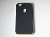 Захисний силіконовий чохол+бампер для телефона iPhone 7 Plus чорного і золотого кольору