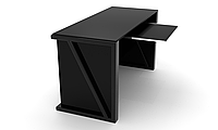 Компьютерный стол Пале black+ каркас сталь столешница стекло черный глянец 1300х600х750 мм (БЦ-Стол ТМ)