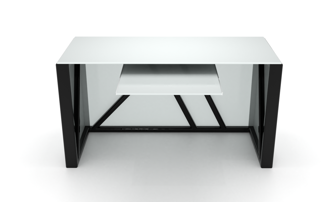 Компьютерный стол Пале white+ каркас сталь столешница стекло белый глянец 1300х600х750 мм (БЦ-Стол ТМ) - фото 2 - id-p1765350540