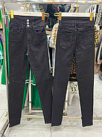 Женские молодежные джинсы с высокой посадкой, модные черные джинсы со стразами