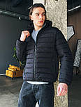 Куртка чоловіча весняна весна-осінь зі знімним капюшоном Туреччина чорна. Живе фото, фото 4