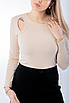 Пуловер жіночий з декоративним вирізом на плечі бежевий 4724 (2000000092614), фото 3