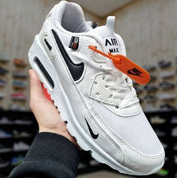 Чоловічі кросівки Nike Air Max 90 весна-осінь (білі з сіткою). Живе фото. Аїр макс 90, Еір макс