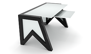 Комп'ютерний стіл Тапе white+ каркас сталь стільниця скло білий глянець 1300х600х750 мм (БЦ-Стіл ТМ)