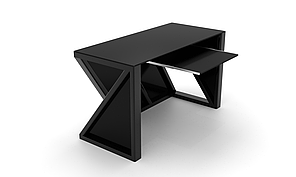 Комп'ютерний стіл Петтон black+ каркас сталь стільниця скло чорний глянець 1300х600х750 мм (БЦ-Стіл ТМ)