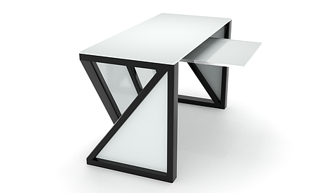 Комп'ютерний стіл Петтон white+ каркас сталь стільниця скло білий глянець 1300х600х750 мм (БЦ-Стіл ТМ), фото 2