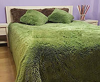 Комплект Покрывало Травка с 2мя наволочками 210х230/Зеленое покрывало на кровать