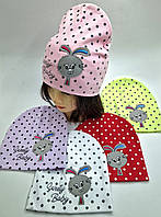 Шапка подвійна для дівчинки вишивка-аплікація "SWEETY BABY" shapki-odezda.com.ua, 2-8 років, різні кольори