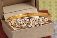 Браслет бэнгл Xuping Jewelry цветочная поляна 60 мм 13 мм на руку от 17см до19 см золотистый