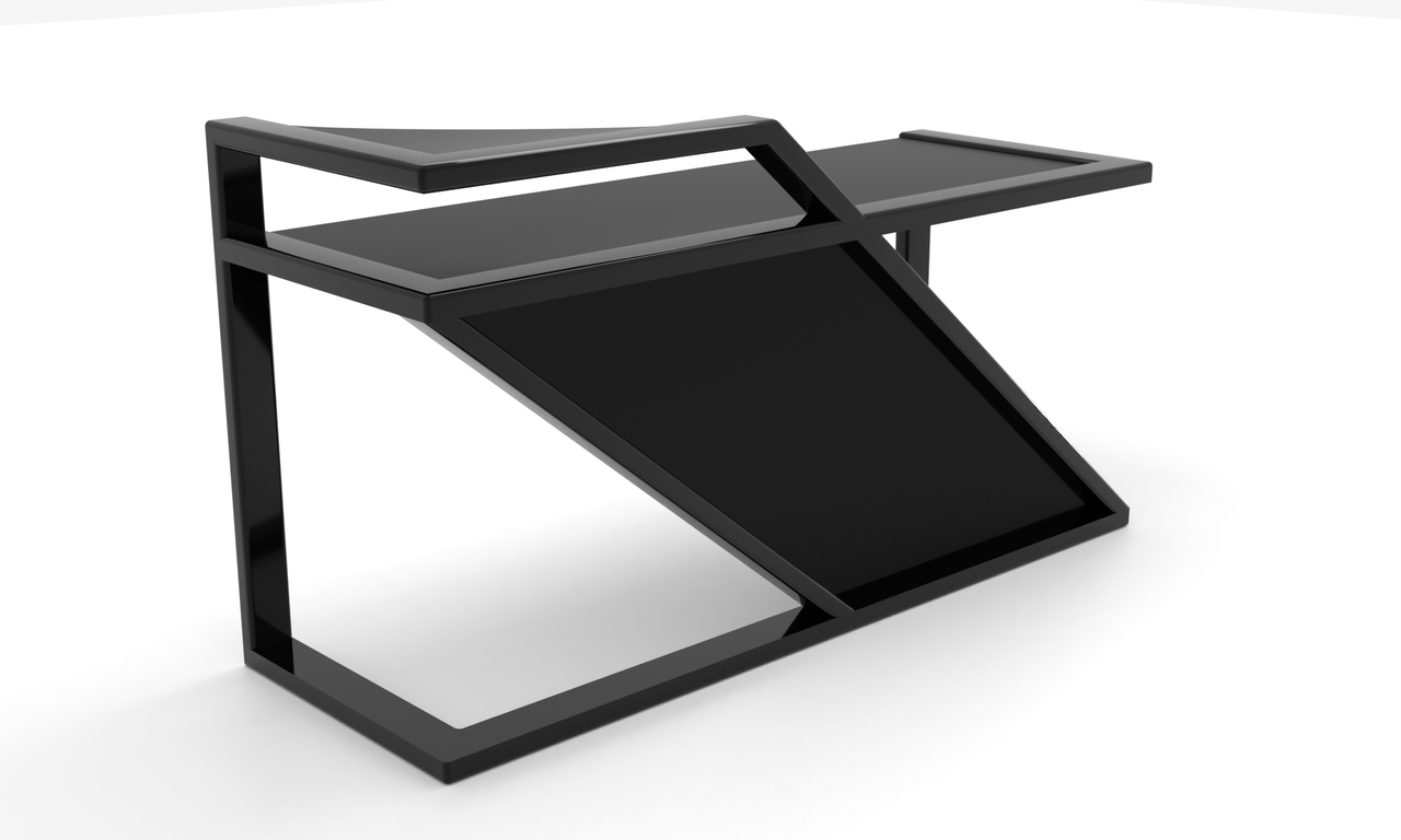 Компьютерный стол Мертон black каркас сталь столешница стекло черный глянец 1400х600х750 мм (БЦ-Стол ТМ) - фото 2 - id-p1765407100