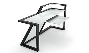 Комп'ютерний стіл Мертон white+ каркас сталь стільниця скло білий глянець 1400х600х750 мм (БЦ-Стіл ТМ)