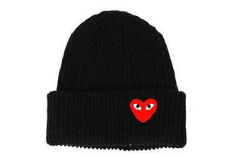 Зимова шапка Comme des Gracons Play чорна чоловіча жіноча унісекс з серцем