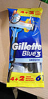 Набор одноразовых бритвенных станков Gillette Blue3 6шт. в уп. Smooth