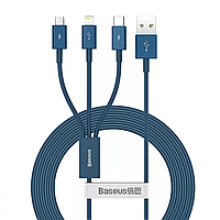 Кабель Baseus Superior Series Fast Charging 3-in-1 (Micro USB+Lightning+Type-C) 3.5A (1.5m) blue 208826