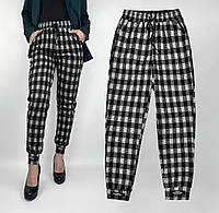 Брюки женские в клетку под манжет Kenalin Штаны клетка плотные весна-осень (Перфорация) XL-2XL
