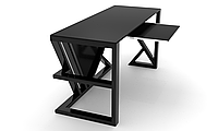 Компьютерный стол Бетин black+ каркас сталь столешница стекло черный глянец 1400х600х750 мм (БЦ-Стол ТМ)