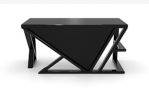 Комп'ютерний стіл Бетін black каркас сталь стільниця скло чорний глянець 1400х600х750 мм (БЦ-Стіл ТМ)