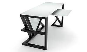 Комп'ютерний стіл Бетін white+ каркас сталь стільниця скло білий глянець 1400х600х750 мм (БЦ-Стіл ТМ)