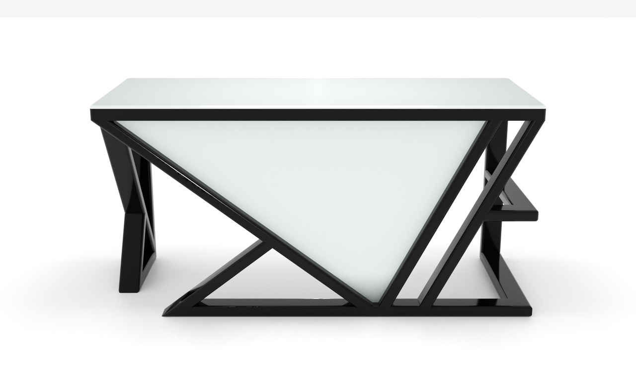 Компьютерный стол Бетин white каркас сталь столешница стекло белый глянец 1400х600х750 мм (БЦ-Стол ТМ) - фото 1 - id-p1765426654