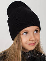Детская черная шапка лопата для девочки 54-56