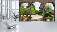 Фотообои для зала фото 368x254 см 3D Красивый парк за аркой с цветами (1077P8)+клей
