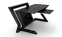 Компьютерный стол Геранд black+ каркас сталь столешница стекло черный глянец 1400х600х750 мм (БЦ-Стол ТМ)