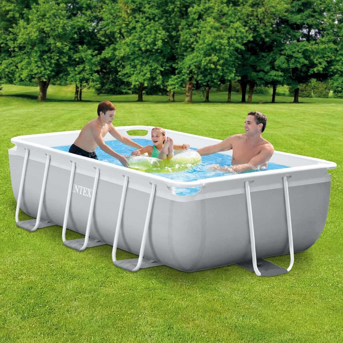 Каркасний прямокутний басейн (300 x 175 x 80 см, 3539 л, сходи, фільтр-насос) Intex 26784 Сірий, фото 1