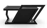 Компьютерный стол Геранд black каркас сталь столешница стекло черный глянец 1400х600х750 мм (БЦ-Стол ТМ)