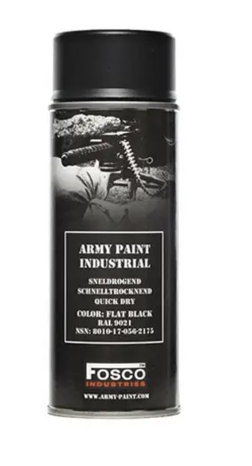 Фарба маскувальна, професійна (НАТО) FOSCO ARMY PAINT 400 ml - Flat Black (чорна матова)