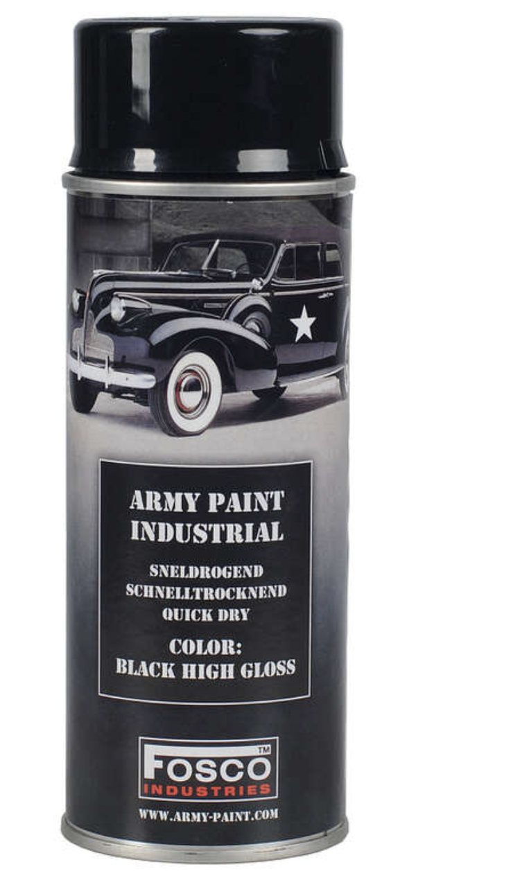 Фарба маскувальна, професійна (НАТО) FOSCO ARMY PAINT 400 ml - Gloss Black / чорний глянець