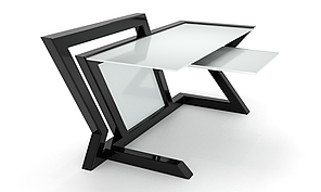 Комп'ютерний стіл Геранд white+ каркас сталь стільниця скло білий глянець 1400х600х750 мм (БЦ-Стіл ТМ)