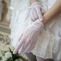 Женские перчатки сетка. Женские перчатки в сеточку, летние короткие перчатки белые