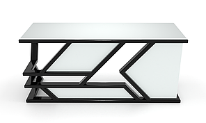 Комп'ютерний стіл Манстон white каркас сталь стільниця скло білий глянець 1400х600х750 мм (БЦ-Стіл ТМ)