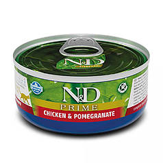 Вологий корм Farmina N&D Grain Free Prime GF Chicken & Pomeg для котів, беззерновий з куркою та гранатом, 70 г